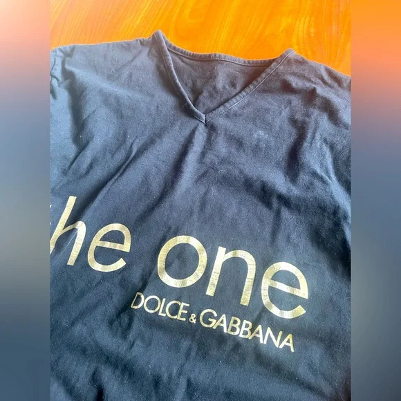 Dolce & Gabbana Black Tee with Gold Text - Picture 2 of 6